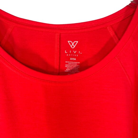Livi Active Red Long Sleeve Top Size 22/24 Plus Comfortable Crewneck - Picture 2 of 7